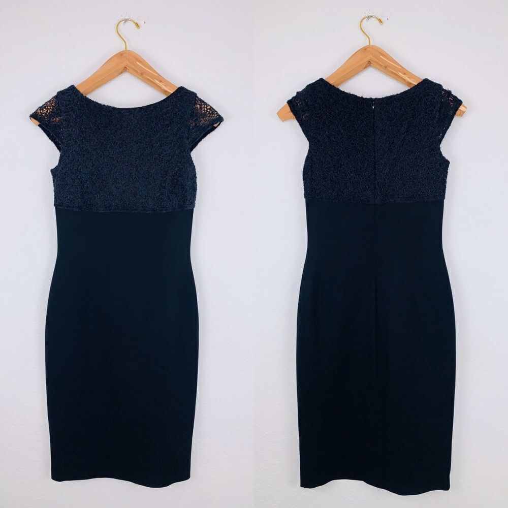 Escada Women’s Sheath Dress Black Cap Sleeve Small